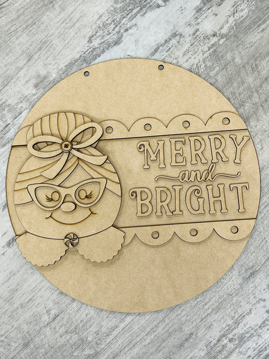 Merry & Bright door hanger