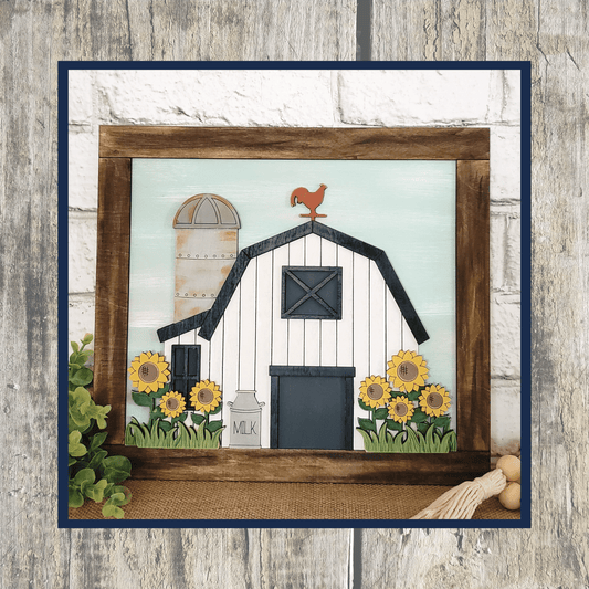 Sunflower Barn Scene