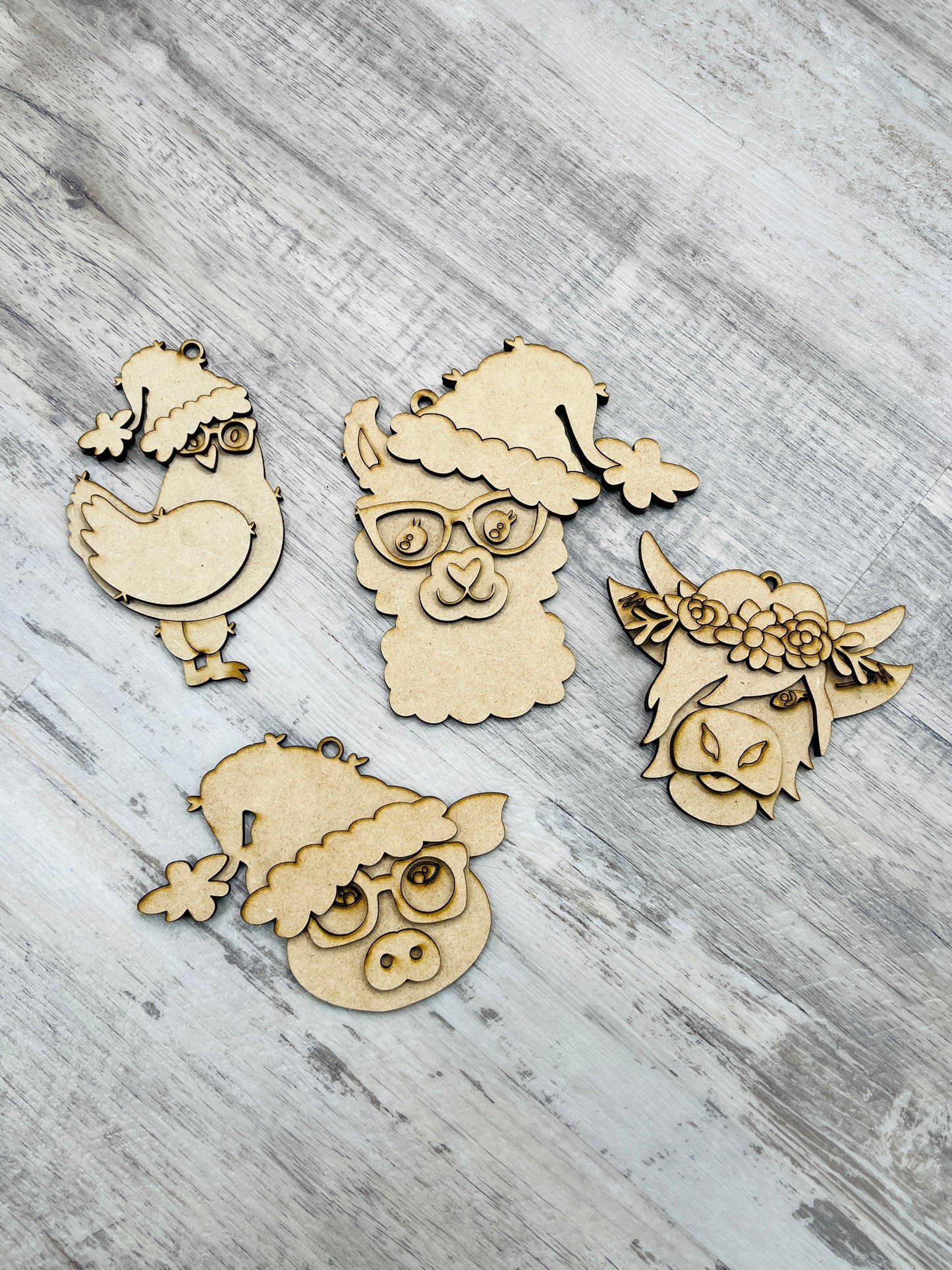 Farm Animal ornament set